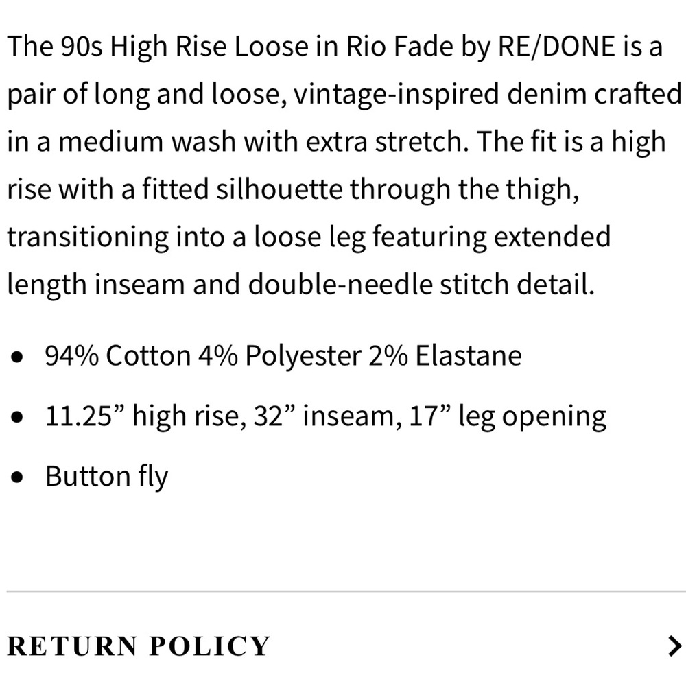 Re/Done 90’s High Rise loose jean in Rio Fade - Picture 7 of 9
